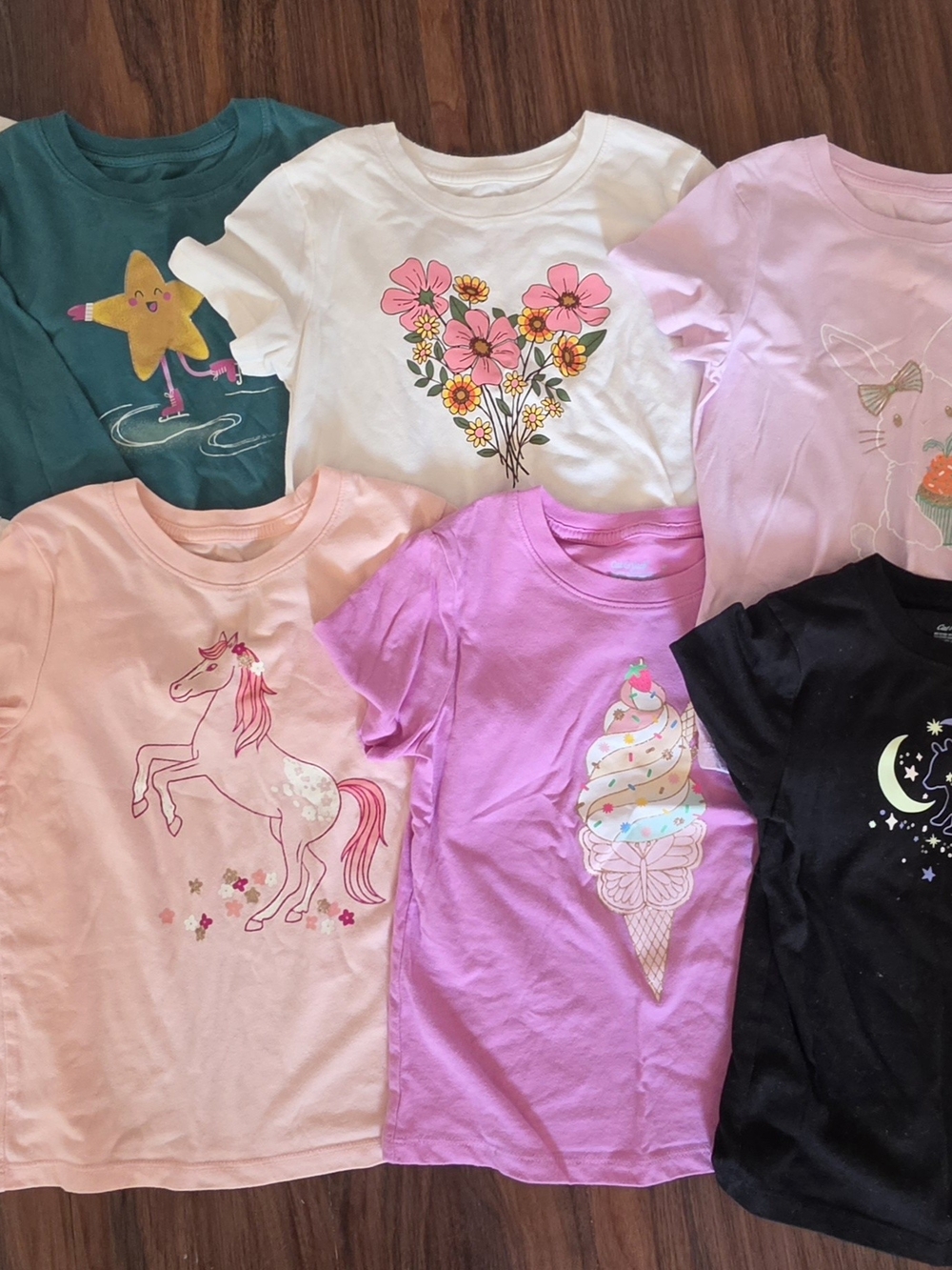 Cat & Jack Girls Graphic Tee Lot - White, Pink, Light Pink, Purple, Teal, Black